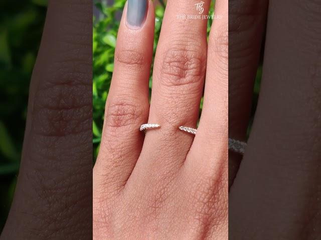 Open Wedding Band, Wedding Bands Women, Moissanite Wedding Band, Space Wedding Band Matching Ring