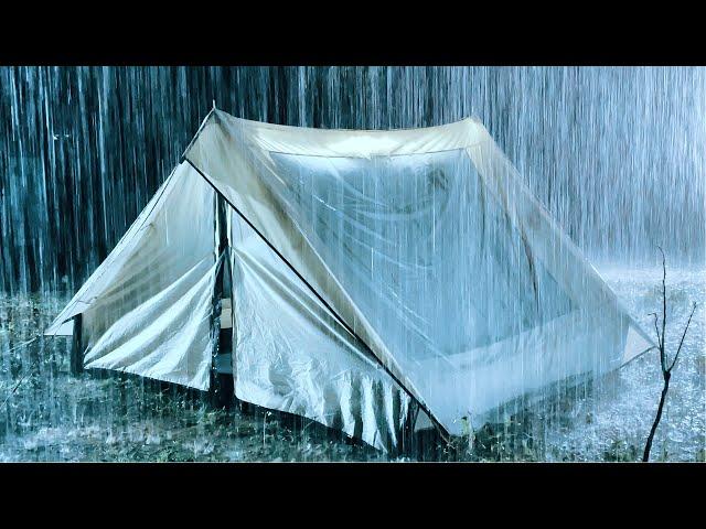 Deep Sleep Instantly On Rainy Night | Heavy Rainfall On Tent & Loud Thunder Sounds | Nature Sounds