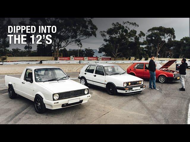 Drag racing: 1.8T big turbo Mk2 Golf at Killarney Street Mania | No prep racing | June 2022