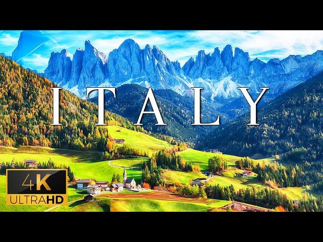 FLYING OVER ITALY (4K UHD) - Calming Music With Beautiful Natural Landscapes Film For Relaxation