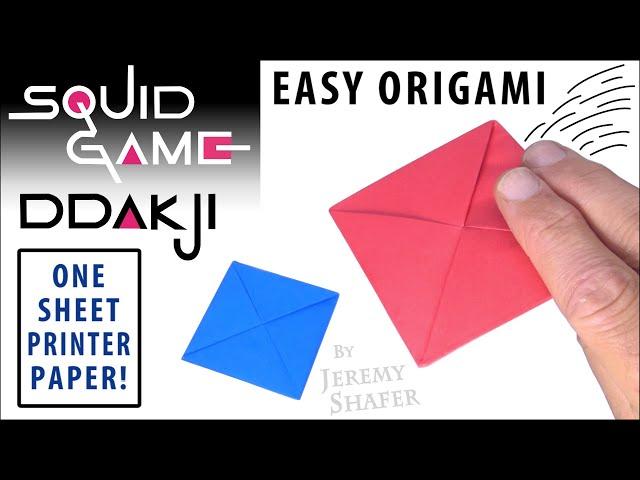 DIY Origami Ddakji 🟥 Squid Game 🟦 + HOW TO FLIP IT!