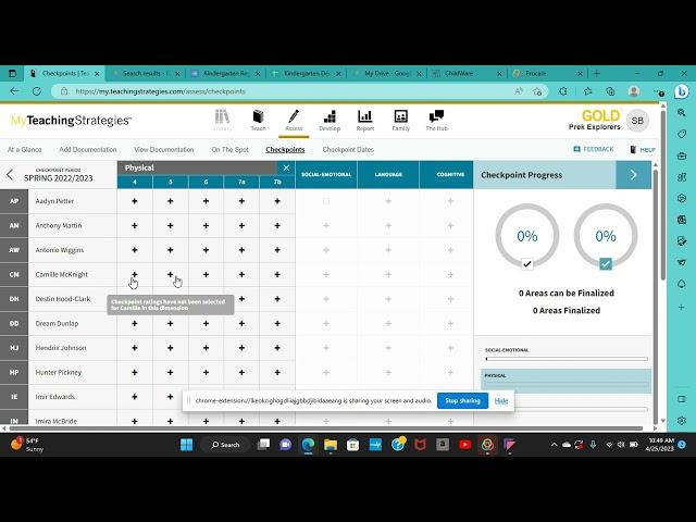 Teaching Strategies Gold assessments