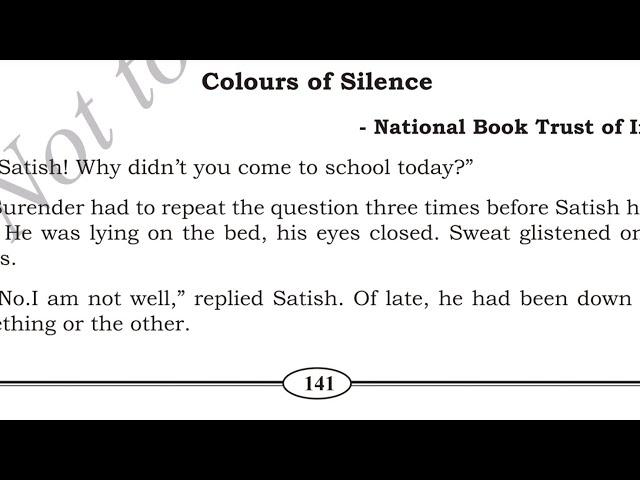 Colours of Silence Poem in Hindi Line by Line Explanation SSLC Class 10