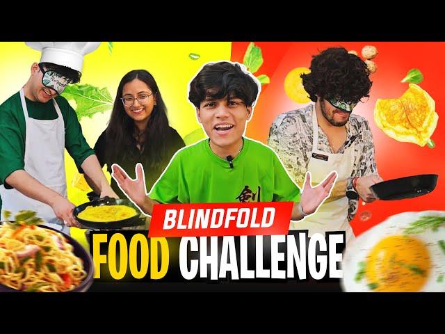 Blindfold food challenge with friends 
