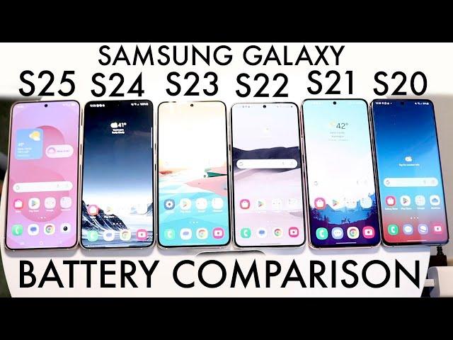 Samsung Galaxy S25 Vs Samsung Galaxy S24 Vs Galaxy S23 Vs S22 Vs S21 Vs S20 Battery Comparison!