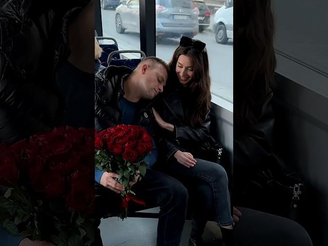 Brightening a tram ride with a bouquet of good vibes