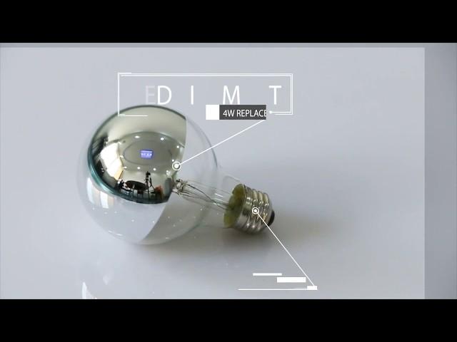 G80 Mirror Half Chrome Vintage Light Bulb 4W Dimmable 2700k
