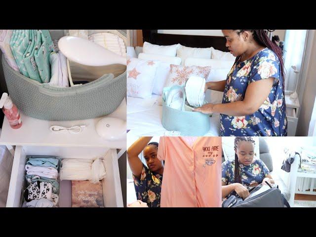 PACKING MY HOSPITAL BAG AND BABY BAG// ORGANISING MY BEDSIDE NURSERY