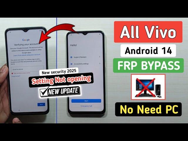 All Vivo Frp Bypass Android 14Setting Not Open | New Security 2025 | Google/ FRP Bypass Without PC