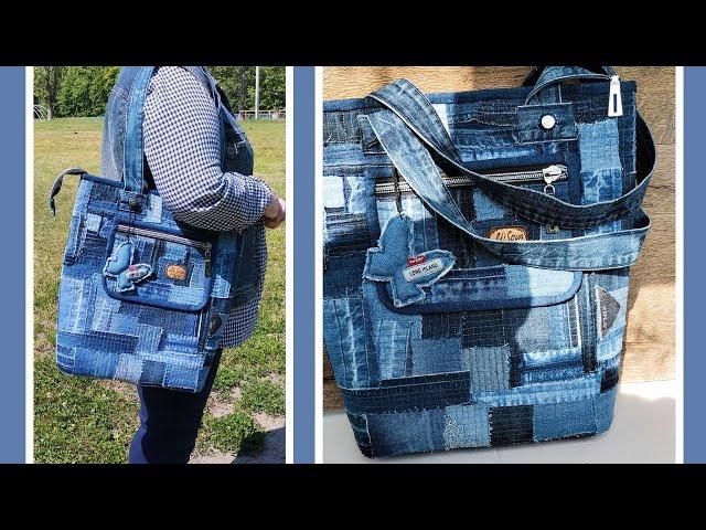 I have never sewn such a big bag / Boro from denim scraps