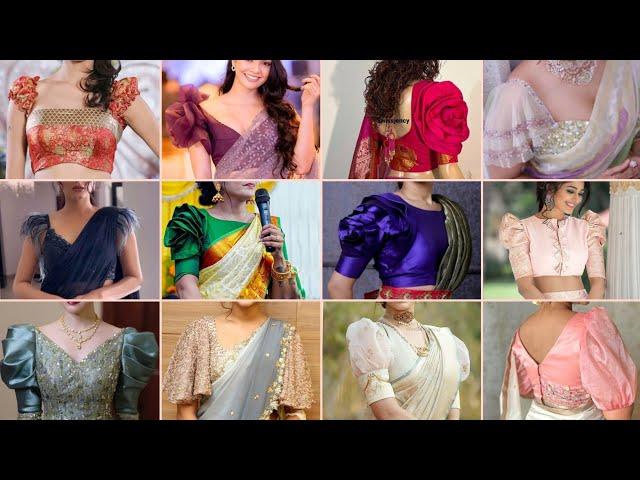 Latest and Trendy blouse sleeves designs/Boat neck blouse designs/Silk saree blouse designs