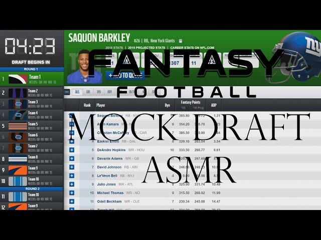 2019 Fantasy Football Mock Draft (Whispered ASMR)