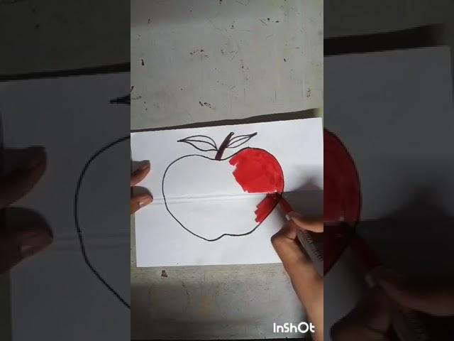 Drawing Apple in paper craft  ##sakshi art and craft ##