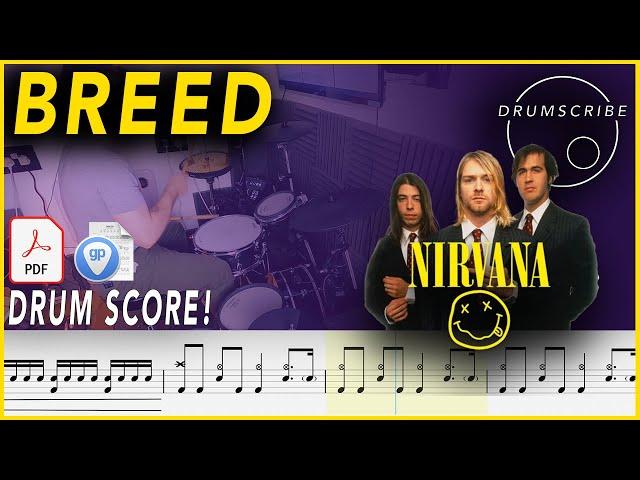 Breed - Nirvana | DRUM SCORE Sheet Music Play-Along | DRUMSCRIBE