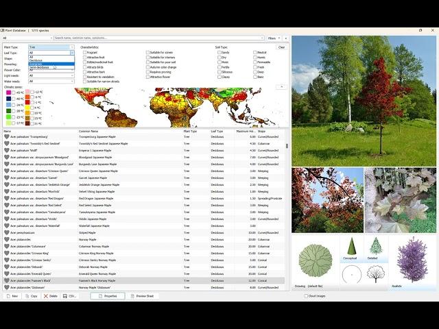 Plant Database in RhinoLands Includes +8000 Species with 2D Simbol and 3D Model