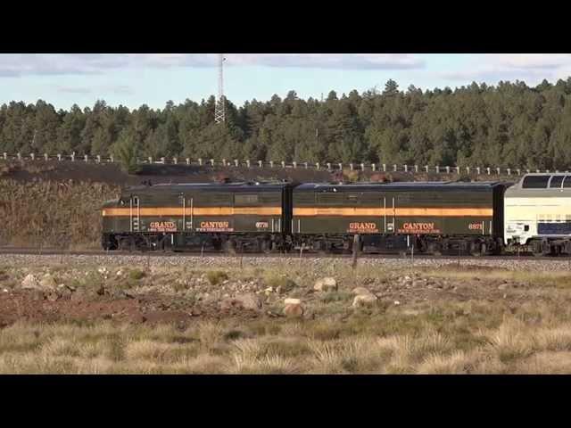 Grand Canyon Railway FPA-4 #6776 & 6871 rest in Williams AZ sunlight 9/27/15