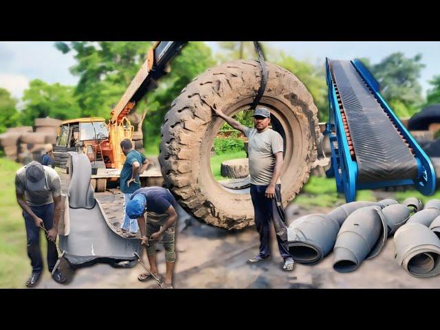 Incredible Making Process of Conveyor Belt from Used Tyres || Work Process