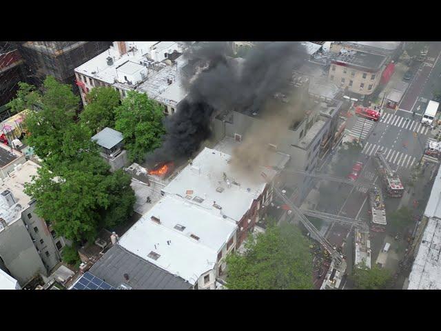 FDNY - First Due Arrival - Brooklyn 3rd Alarm Aerial Perspective w/ Dispatch Radio