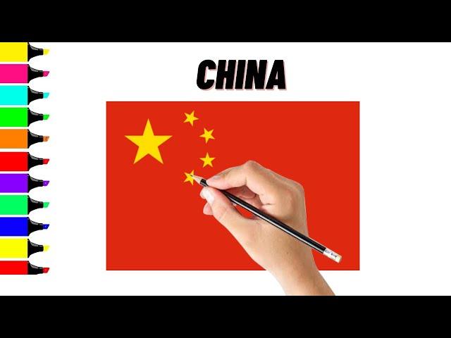 How to draw China flag - CHINA FLAG, DRAWING FLAGS