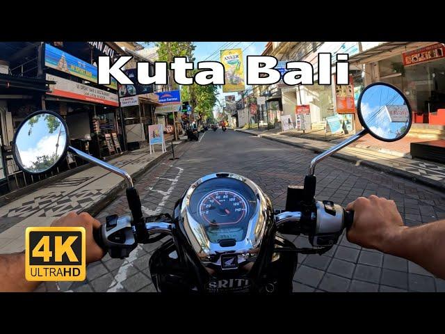 Kuta Bali, Bike Ride, Around Kuta Street - 4K - جولة في الدراجة في شوارع كوتا بالي