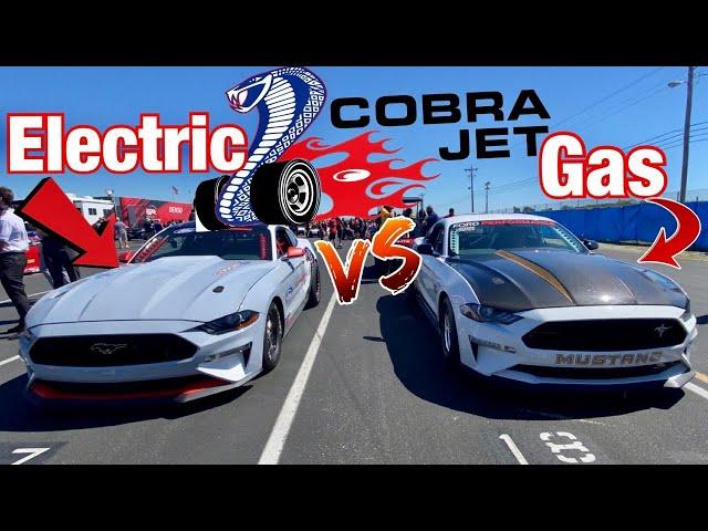 Gas vs Electric COBRA JET MUSTANG DRAG RACE! *SURPRISE WINNER