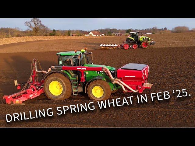 4Kᵁᴴᴰ Feb 2025; Claas Axion 960TT with Kverneland LO85 & John Deere 6250 with Weaving drill