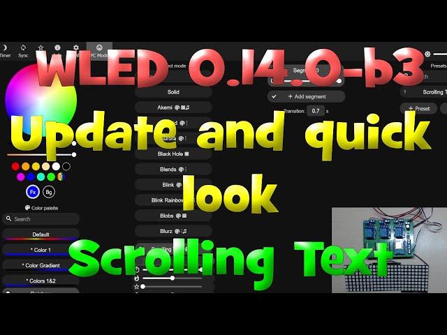 WLED 0.14.0-b3 - Upgrade - Quick look and scrolling text. - Wemos D1 - ESP8266