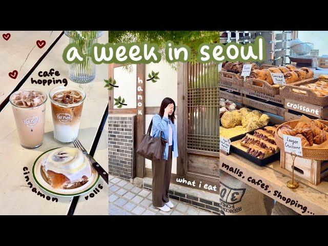 seoul vlog  cafe hopping (croissant, salt bread, milk tea), what i eat, bukchon hanok village, mall