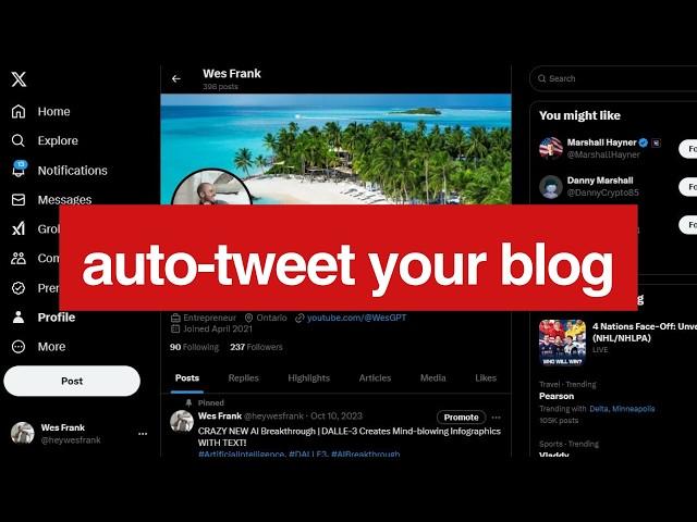 AI AGENT turns new articles from your blog into a series of tweets