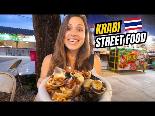 8 MUST TRY THAI STREET FOODS IN KRABI THAILAND | KRABI STREET FOOD TOUR | THAI SEAFOOD + HALAL FOOD