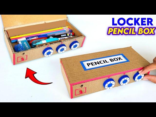 DIY Locker Pencil box , how to make pencil box , cardboard locker making , homemade organizer