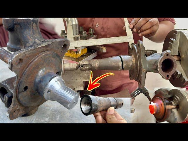 A Solid Learn Process // How Smart Mechanic Repaired Broken Truck wheel Spindle Most Quickly….