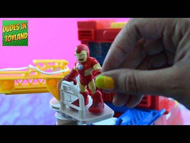 Transformers Rescue Bots SAVE Iron Man! Dani Burns, High Tide, Heatwave-- toy videos for children