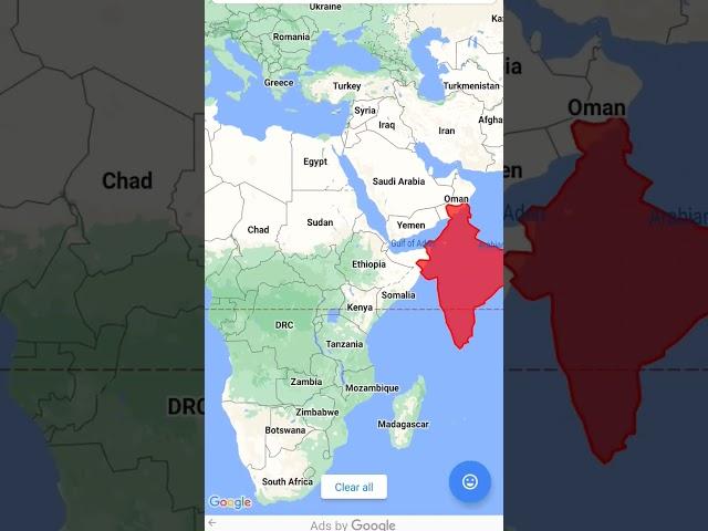 India vs Mauritania size comparison #india #geography #map #mapping #usa #comparison #shorts #maps