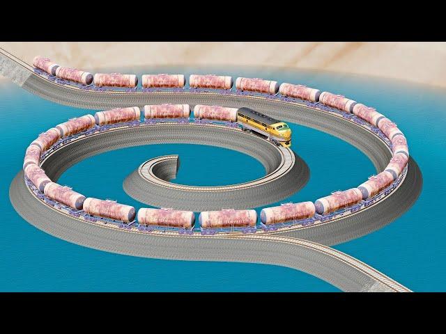 Spiral Track vs Speeding Train - Beamng Drive