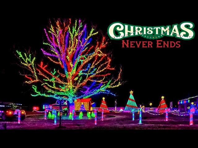 Small Town Christmas Drive-Thru Light Show | Christmas Never Ends In Newport, TN