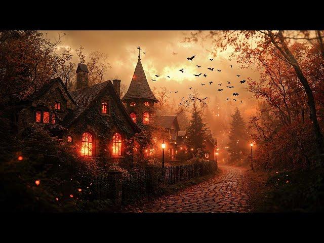 Relaxing Halloween Ambience  Abandoned Haunted Town, Spooky Sounds, Halloween Music