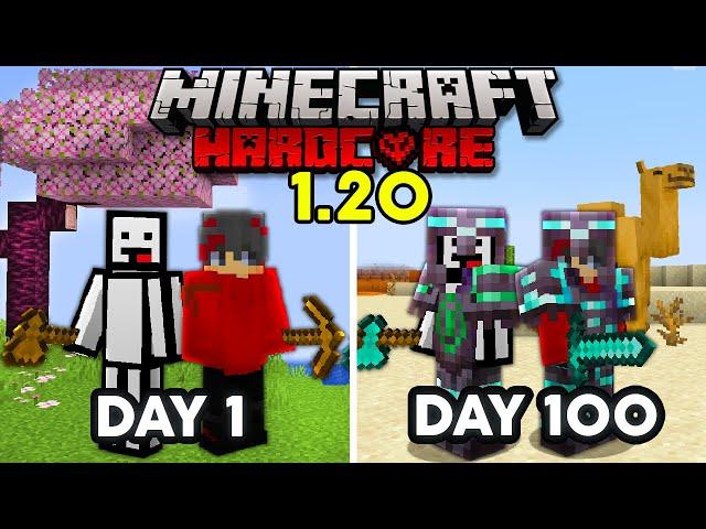 We Survived 100 days In 1.20 TRAILS & TALES UPDATE in Hardcore Minecraft... (duos)