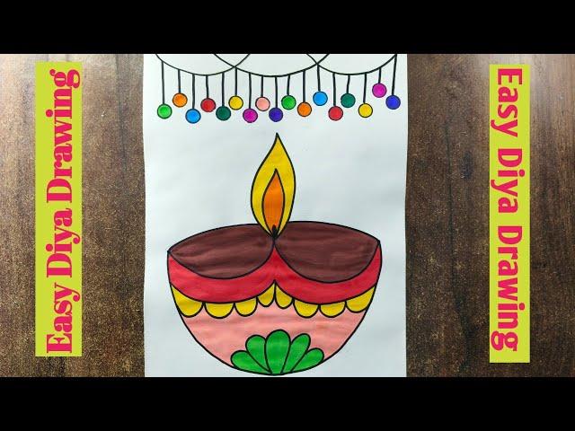 Easy Diya Drawing | How to draw Diya 🪔 drawing