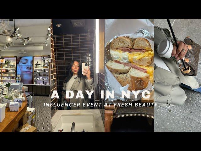 day in my life in NYC: solo trip to the city, going to a fresh beauty influencer event, NYC bagels