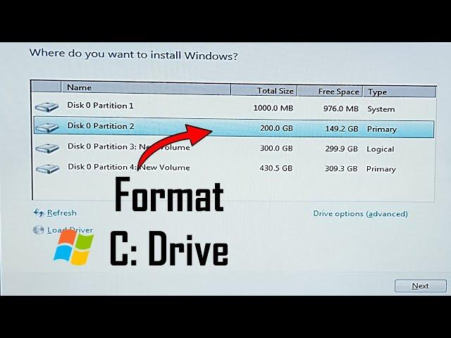 How to format c drive in windows 7