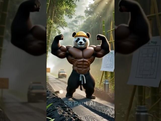 body builder #panda cartoon
