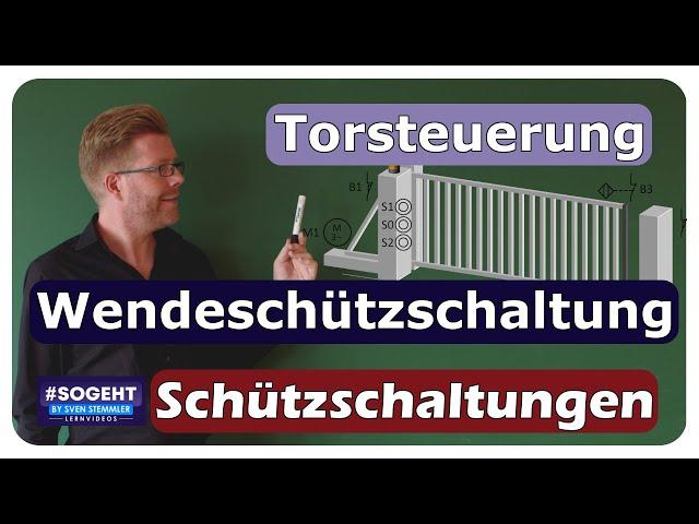 Torsteuerung: Wendeschützschaltung mit Meldeleuchte und Sicherheitsdruckleiste