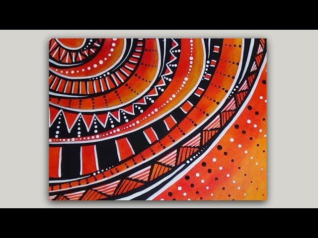 Abstract Acrylic Painting Sun Doodle and Dot Art