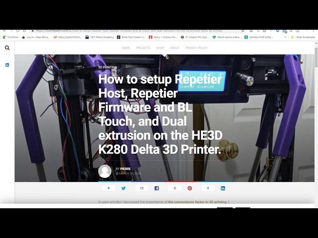 How to setup Repetier - Firmware - BL-Touch and Dual extrusion on the HE3D K280 Delta 3D Printer