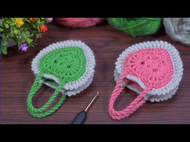 How to crochet a heart bag for beginners #woolen knitting purse making #easy project #örgü model