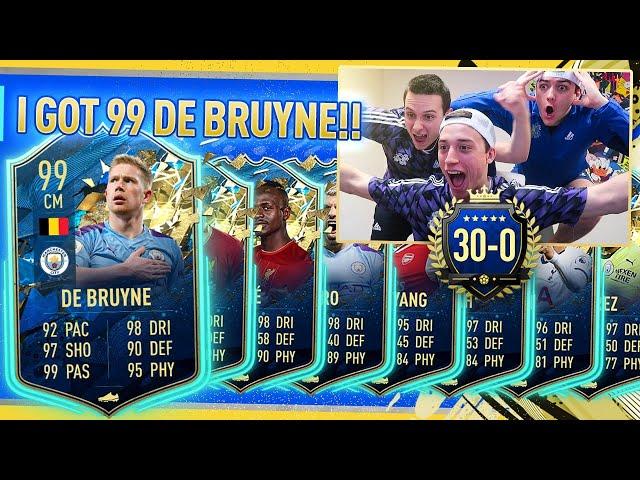 I PACKED 99 TOTS DE BRUYNE!! 30-0 TOP 100 PREM FUT CHAMPS TOTS REWARDS W/HASHTAG HARRY! FIFA 20 UT!