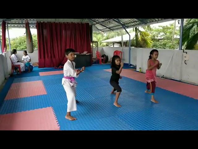 Young karate champs of Rei institute of martial arts practising kihon