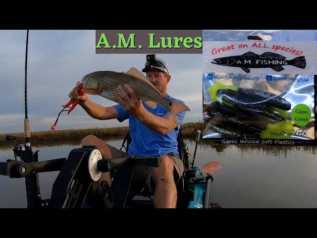 A.M. Lures Solid Redfish In The Marsh Kayak Fishing