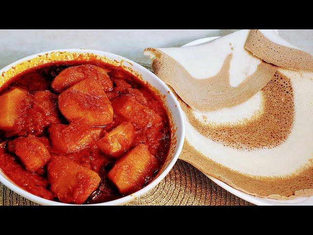 Itto Dinnicha/Mosee, Potato stew, Denich wot. Ethiopian food recipe, NYAATAA AADAA OROMOO